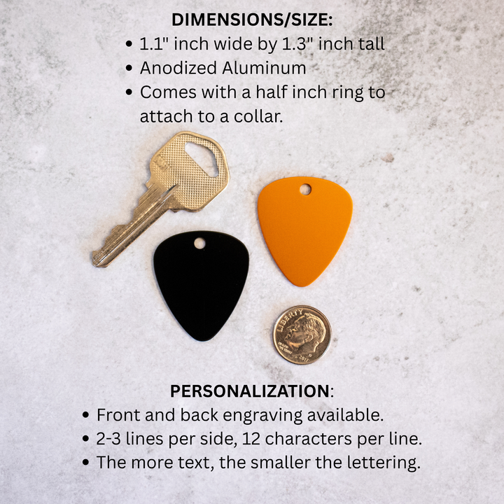 Laser Engraved Guitar Pick Pet Tag