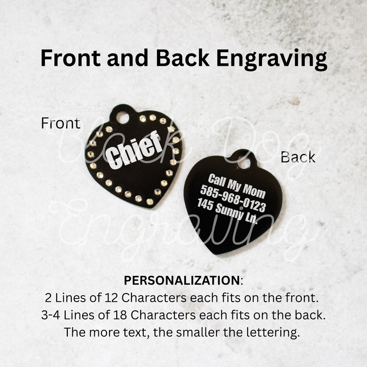 Laser Engraved Swarovski Element Heart Pet ID Tag