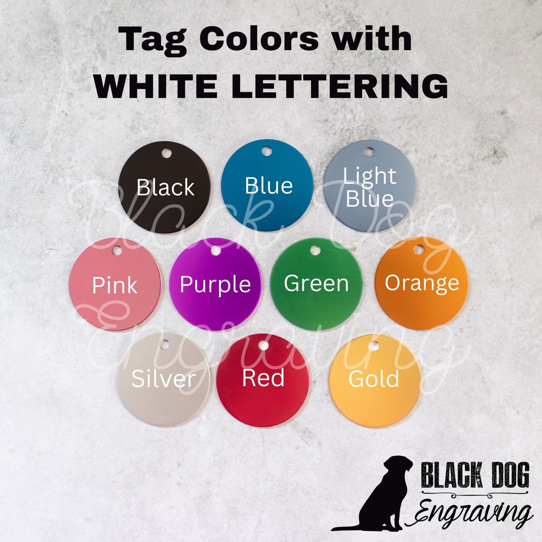 Extra Large Round Dog or Cat Pet ID Tag - Black Dog Engraving