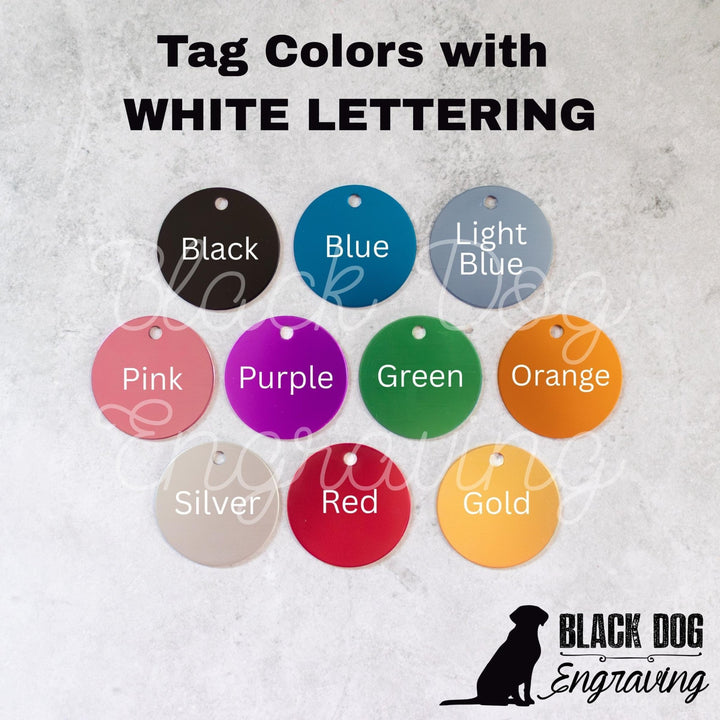 Extra Large Round Dog or Cat Pet ID Tag - Black Dog Engraving