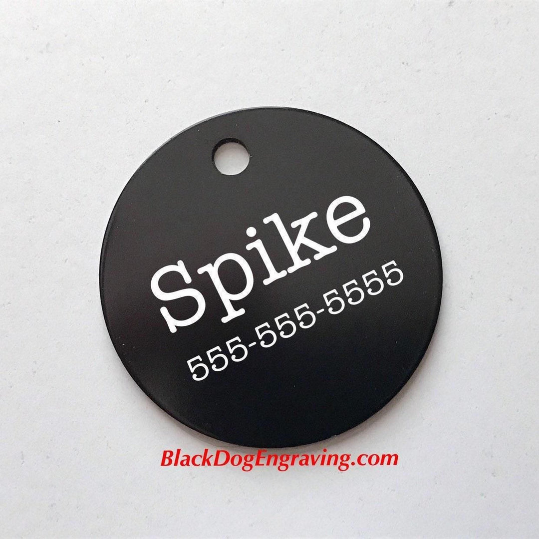 Extra Large Round Dog or Cat Pet ID Tag - Black Dog Engraving