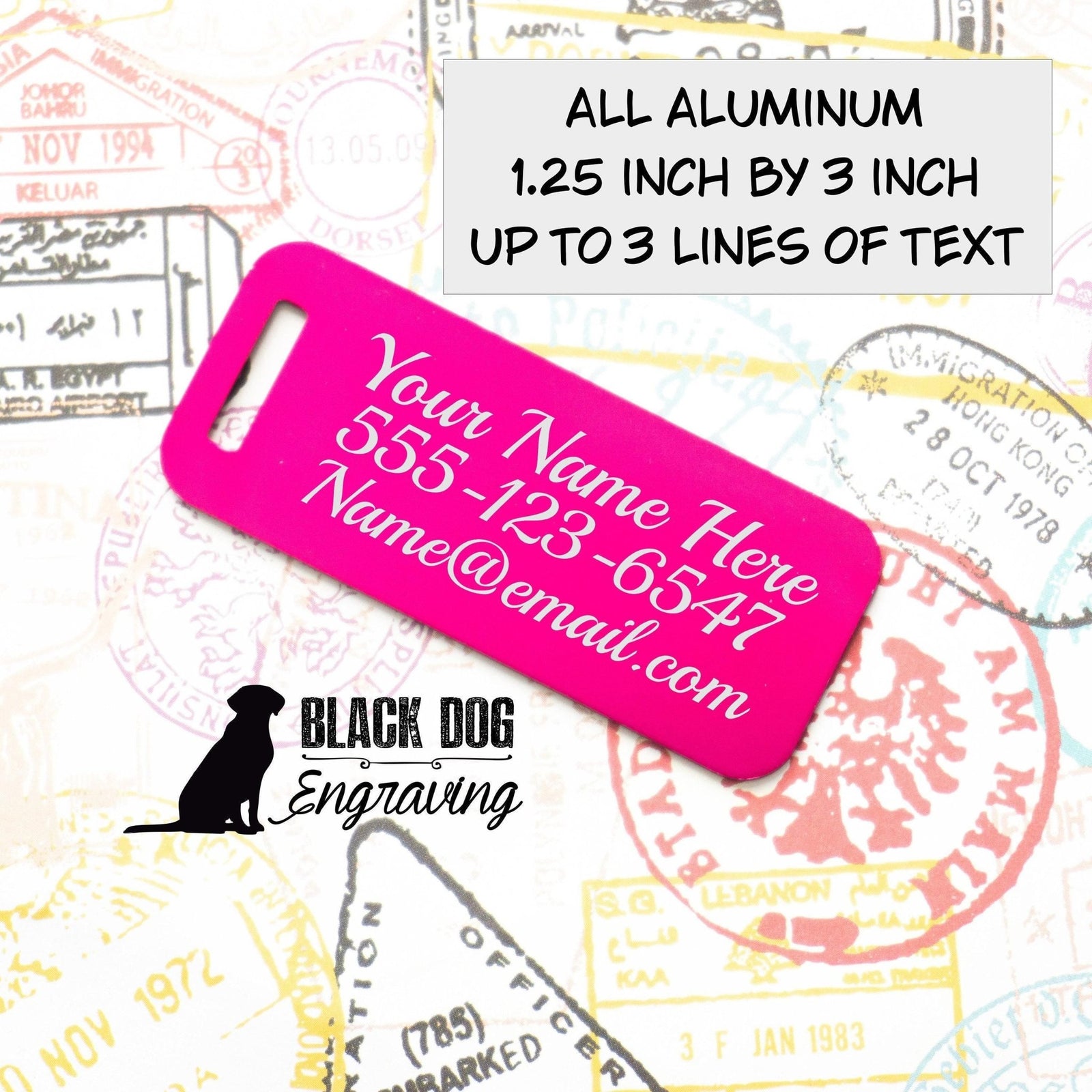 Girls Trip Engraved Personalized Small Luggage Tag - Black Dog Engraving