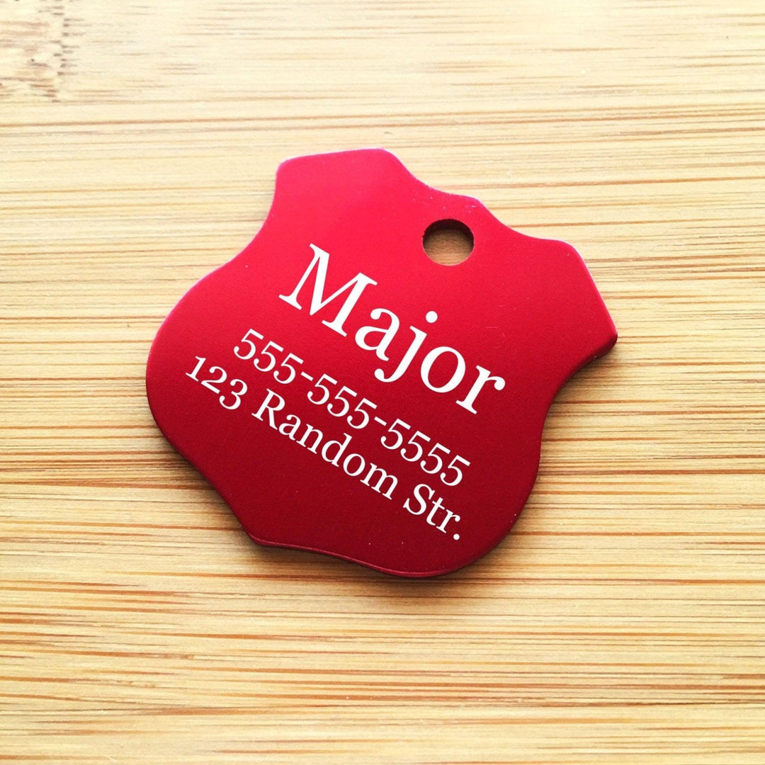LARGE Shield Dog Pet ID Tag - Black Dog Engraving