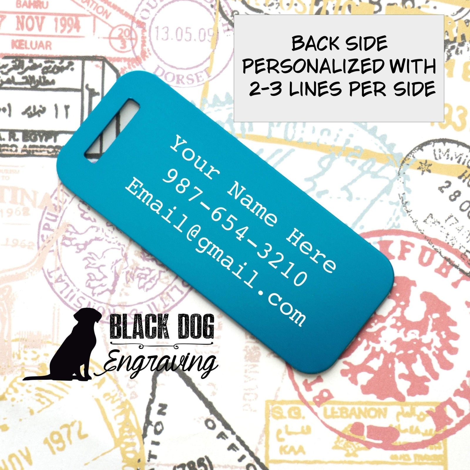 Personalized Engraved Metal Luggage Tag - Straight Trippin' - Black Dog Engraving