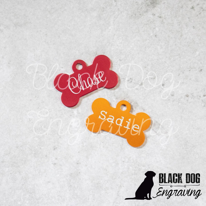 Small Dog Bone Dog Tag - Black Dog Engraving