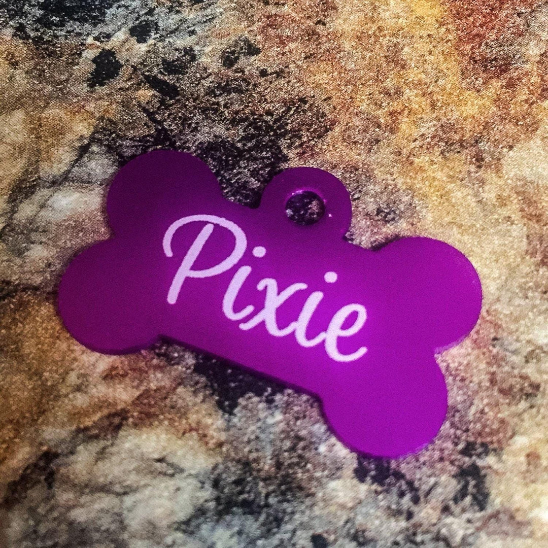 Small Dog Bone Dog Tag - Black Dog Engraving