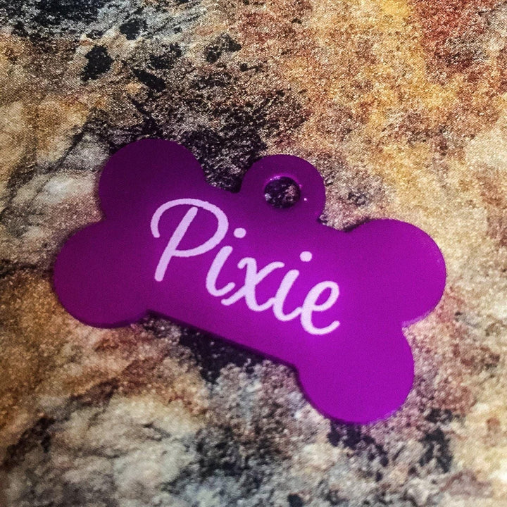 Small Dog Bone Dog Tag - Black Dog Engraving