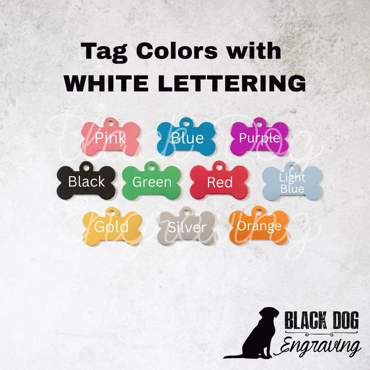 Small Dog Bone Dog Tag - Black Dog Engraving