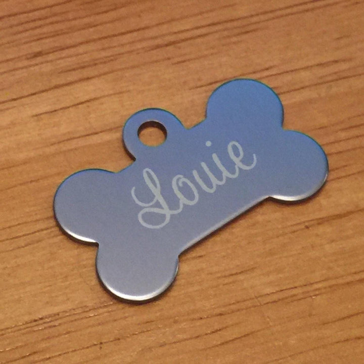Small Dog Bone Dog Tag - Black Dog Engraving