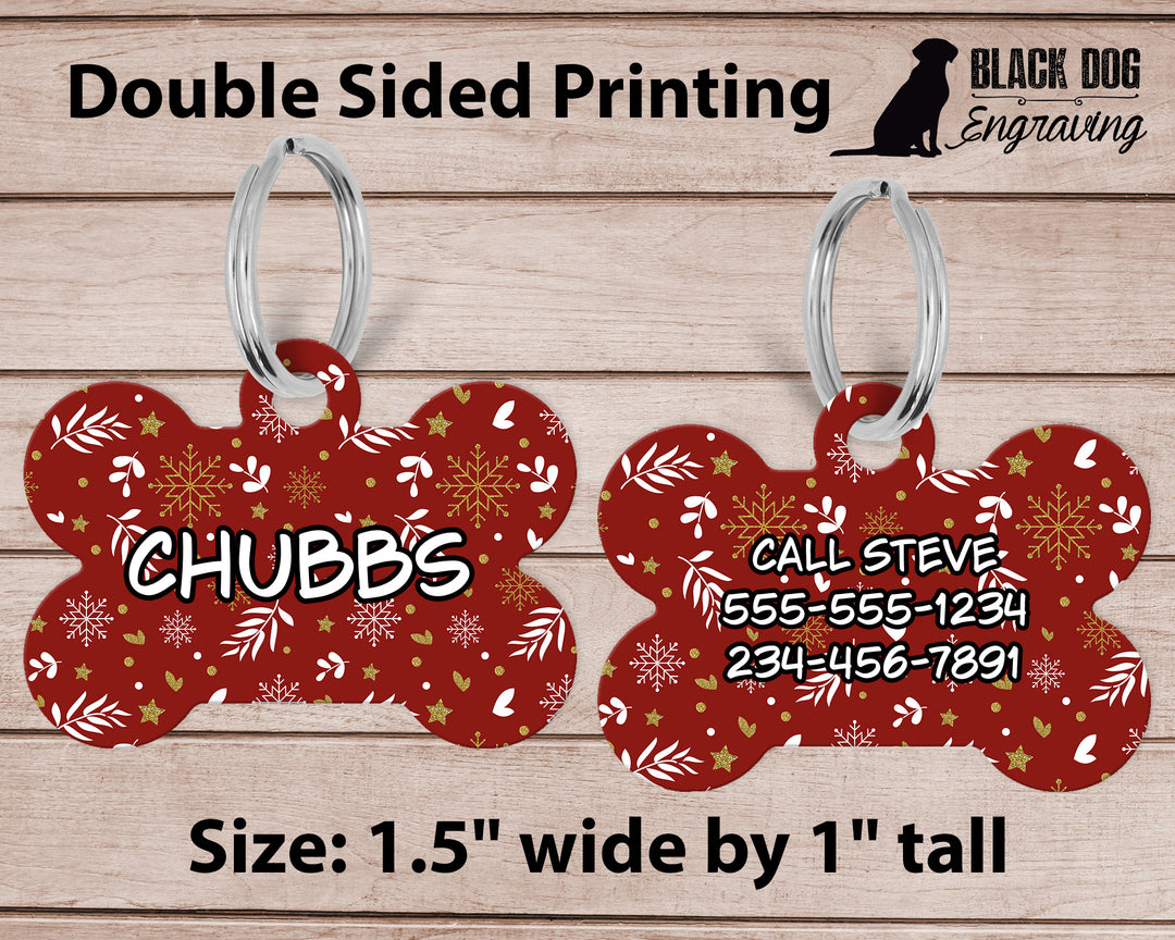Red Vintage Christmas - Custom Pet Collar ID