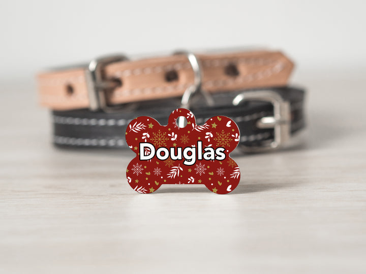 Red Vintage Christmas - Custom Pet Collar ID