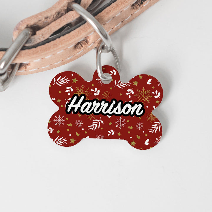 Red Vintage Christmas - Custom Pet Collar ID