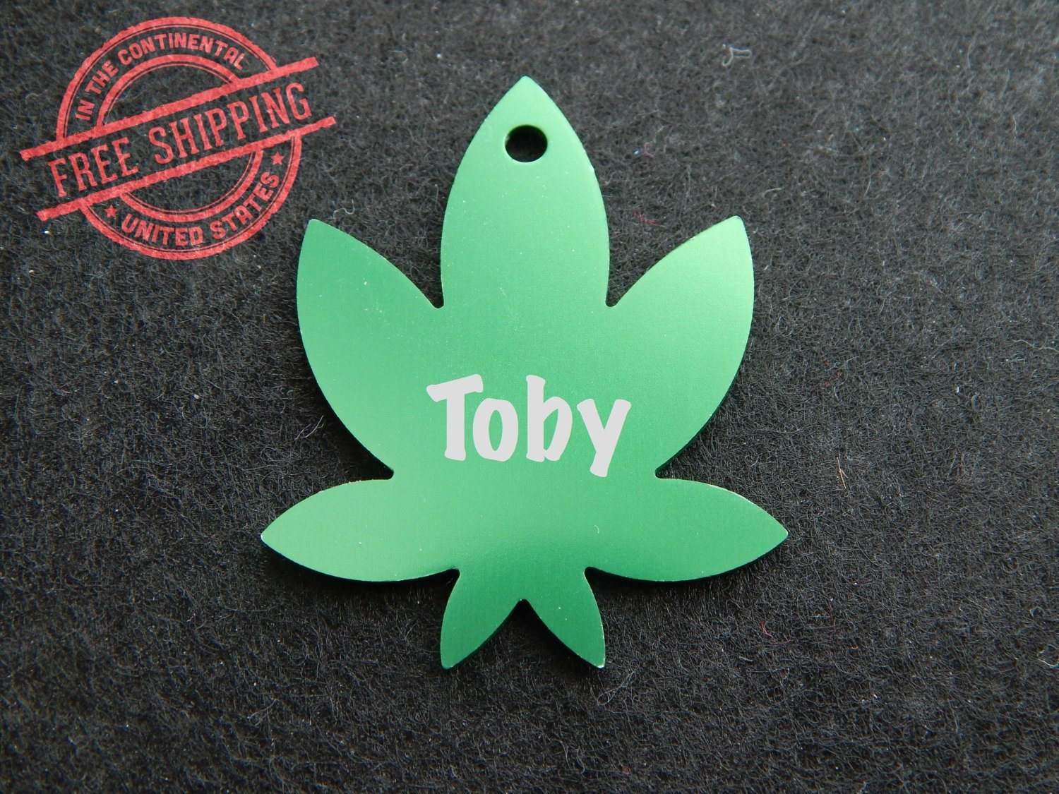 Pot leaf dog tag on sale