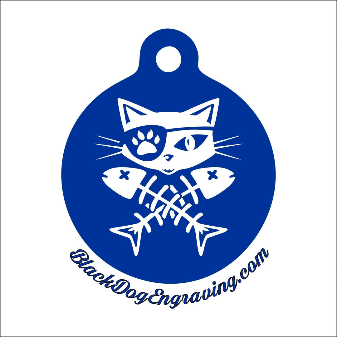 Cat Pirate Skull and Crossbones Personalized Pet Tag