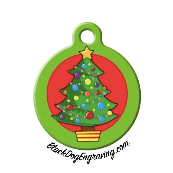 Christmas Tree Holiday Engraved Pet ID Tag