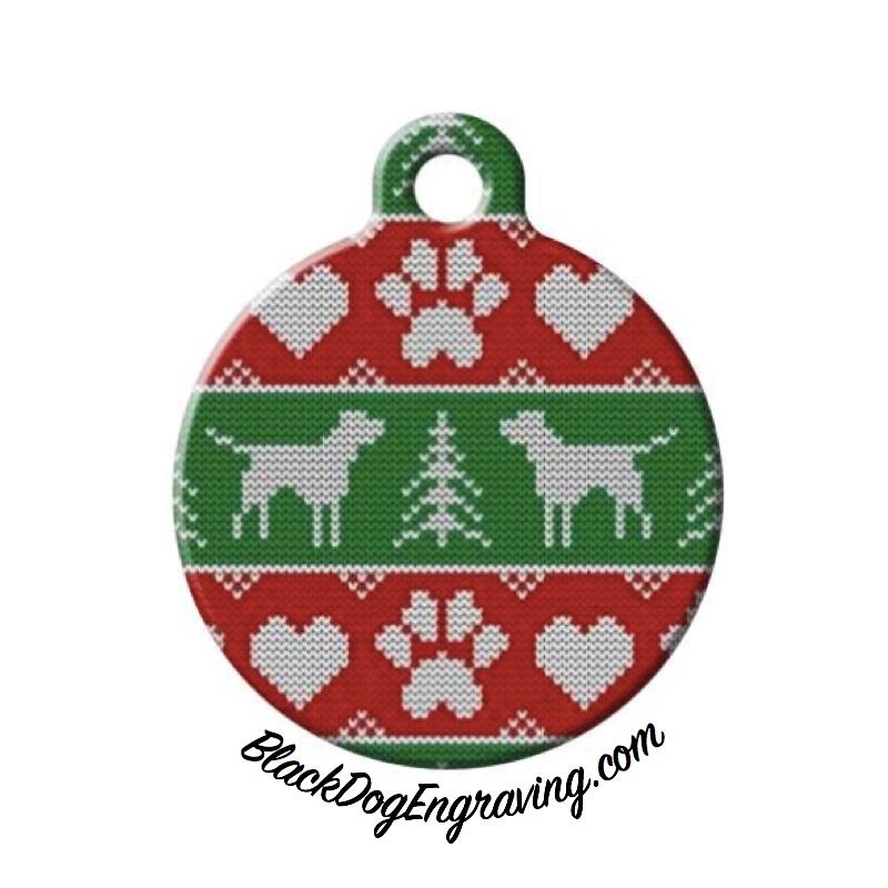 Dog Tacky Ugly Christmas Sweater Engraved Pet ID Tag