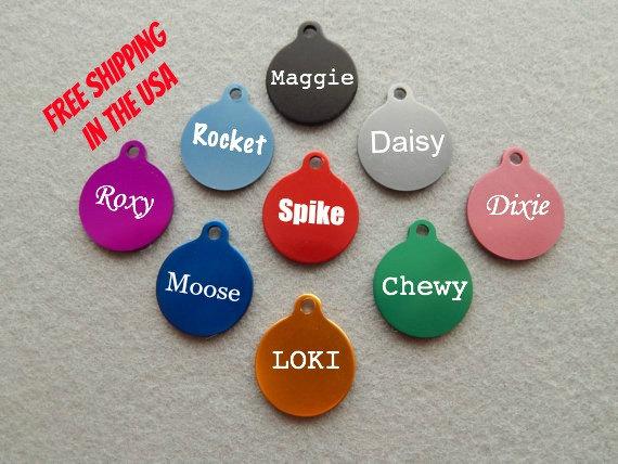 Engraved EXTRA SMALL Round with Tab Dog or Cat Pet ID Tag
