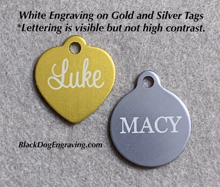 Engraved EXTRA SMALL Round with Tab Dog or Cat Pet ID Tag - Black Dog Engraving