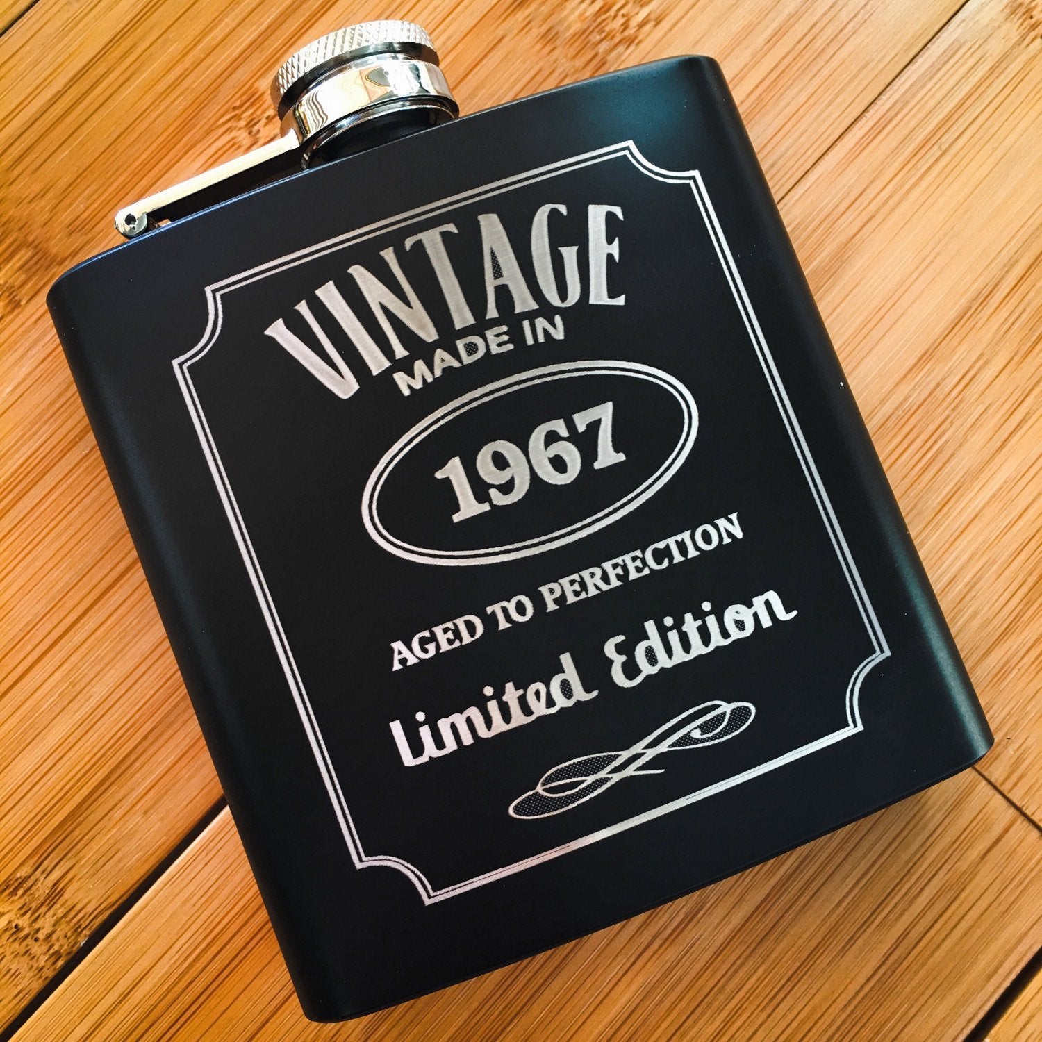 Engraved Liquor Label Birthday Flask - Black Dog Engraving