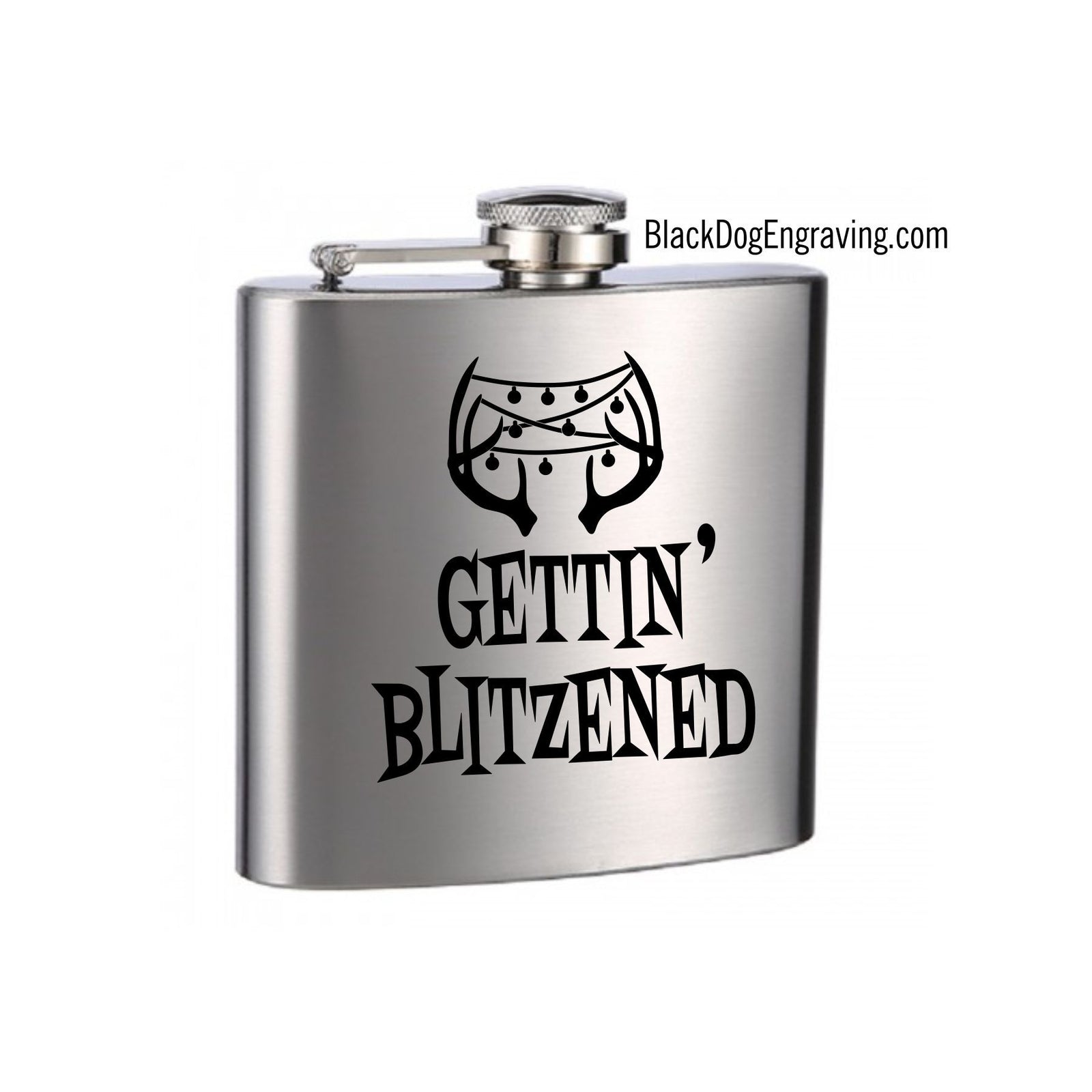 Get Blitzened Holiday Engraved Flask - Black Dog Engraving