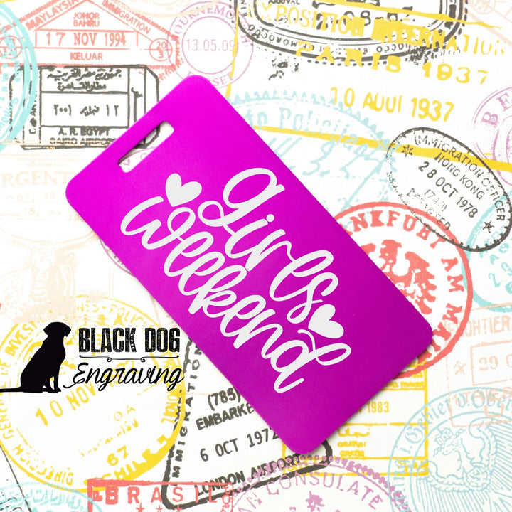 Girls Weekend Trip Personalized Metal Luggage Tag - Black Dog Engraving