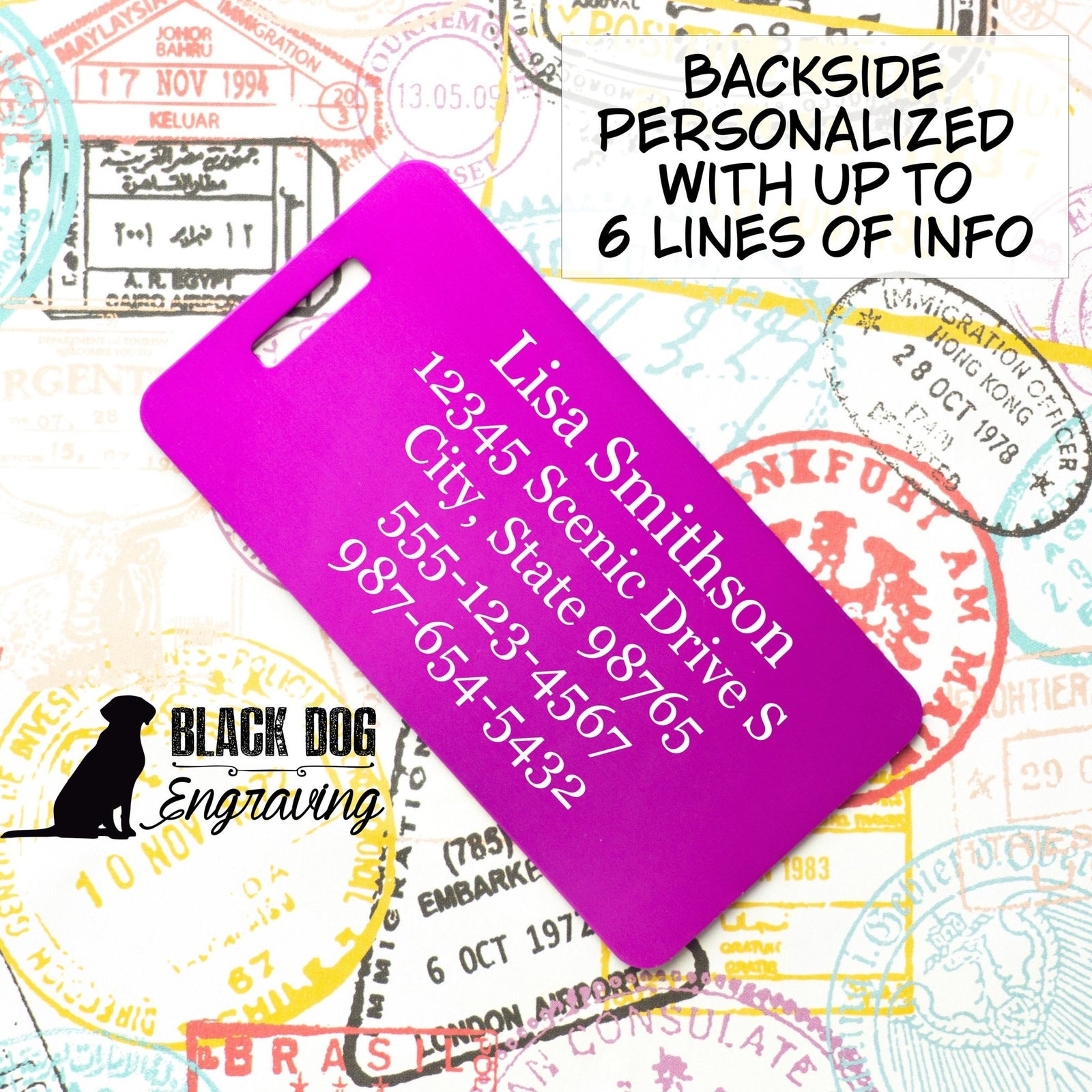 Girls Weekend Trip Personalized Metal Luggage Tag - Black Dog Engraving