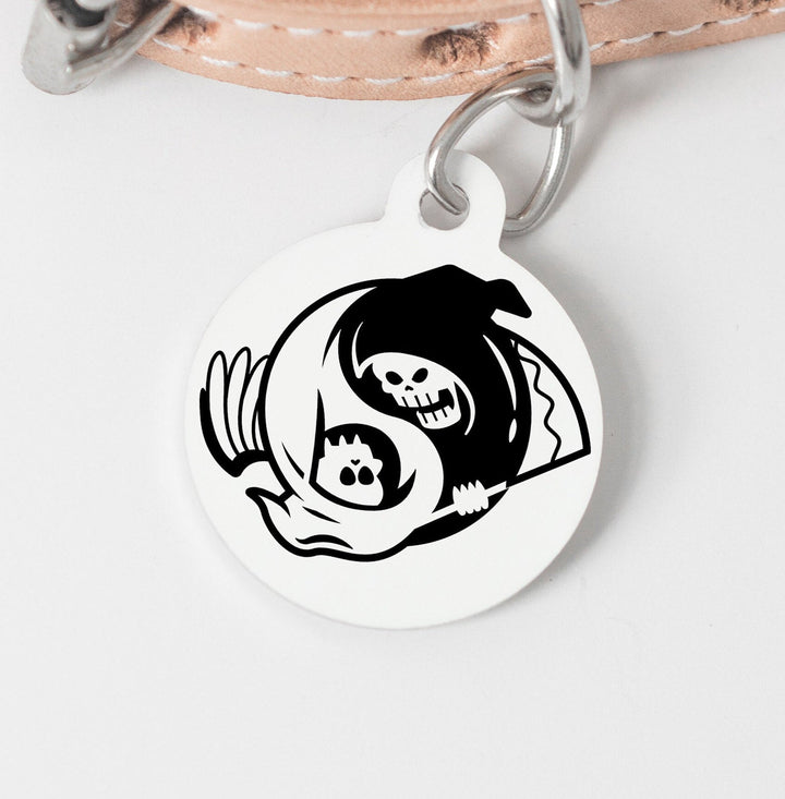 Grim Reaper Yin Yang Round Personalized Tag
