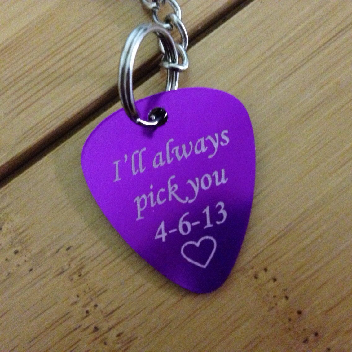 Guitar Pick Personalized Laser Engraved Keychain - Black Dog Engraving