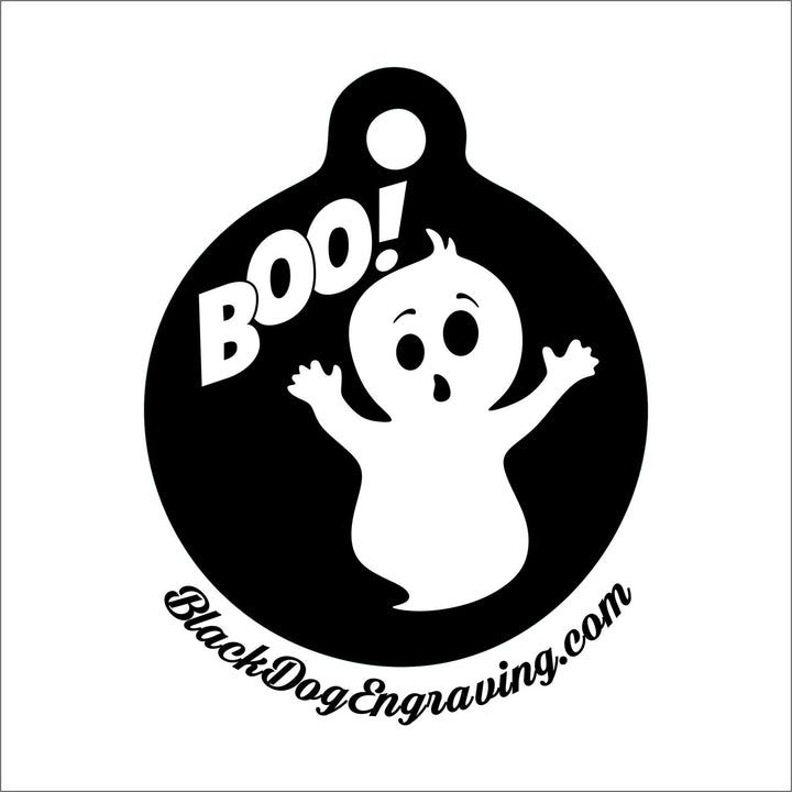 Halloween Ghost Boo Personalized Engraved Pet Tag