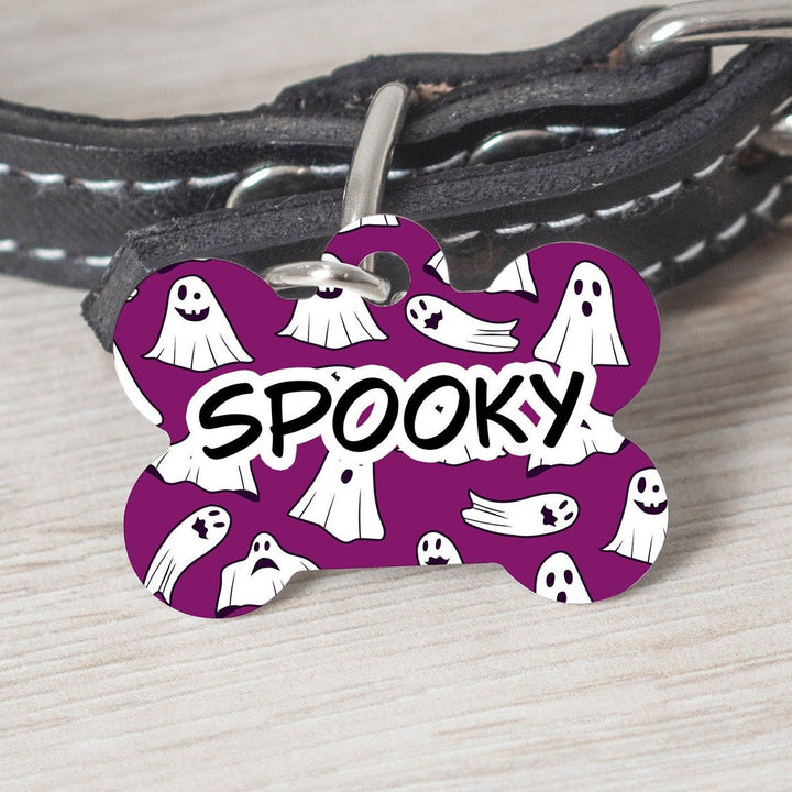 Halloween Ghost Medium Dog Bone Personalized Tag