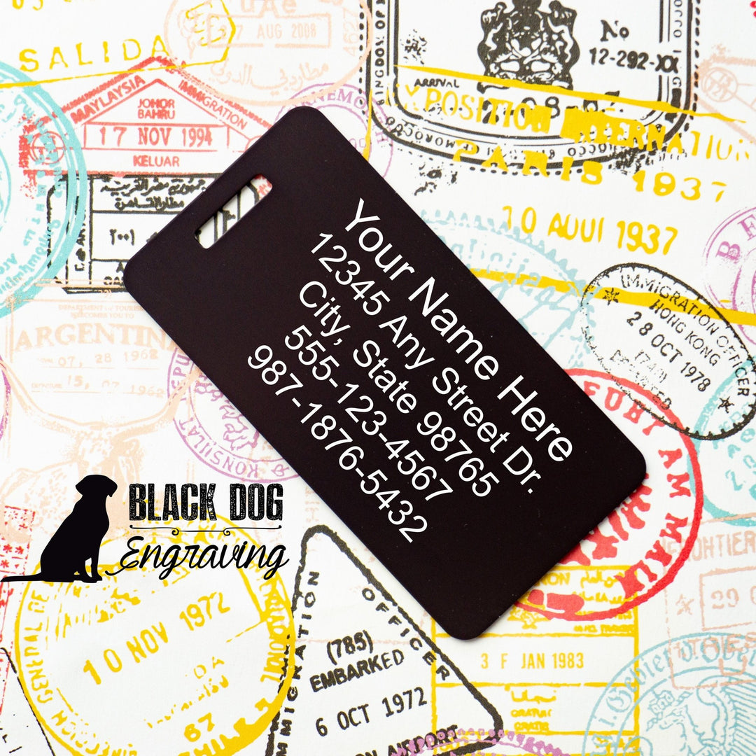 Honey Mooning Personalized Aluminum Luggage Tag - Black Dog Engraving