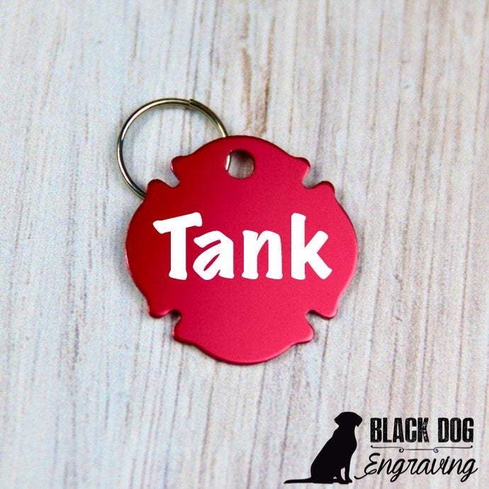 Large Personalized Fire Shield Dog or Cat Tag