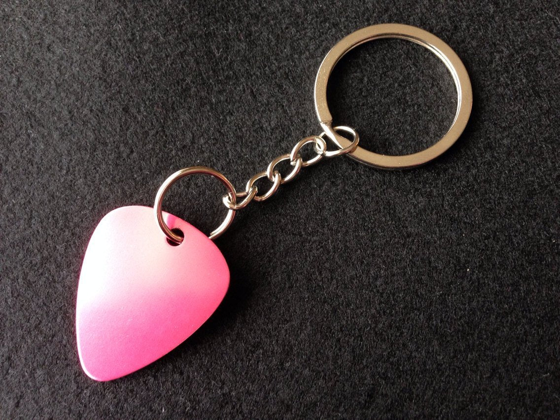 Laser Engraved Guitar Pick Key Chain - Black Dog Engraving