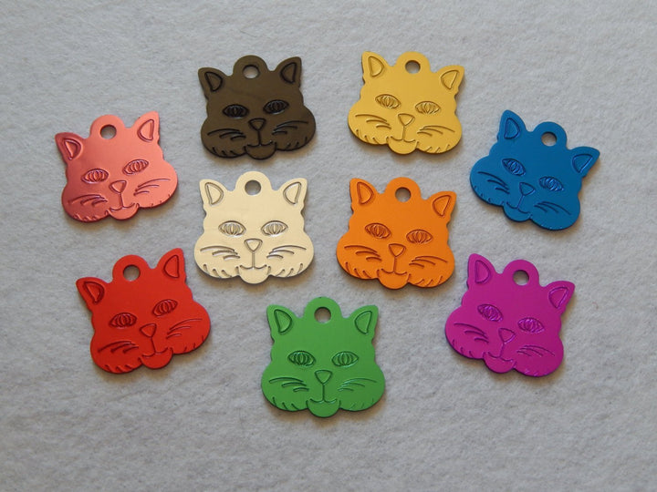Laser Engraved Large Kitty Face Cat Tag