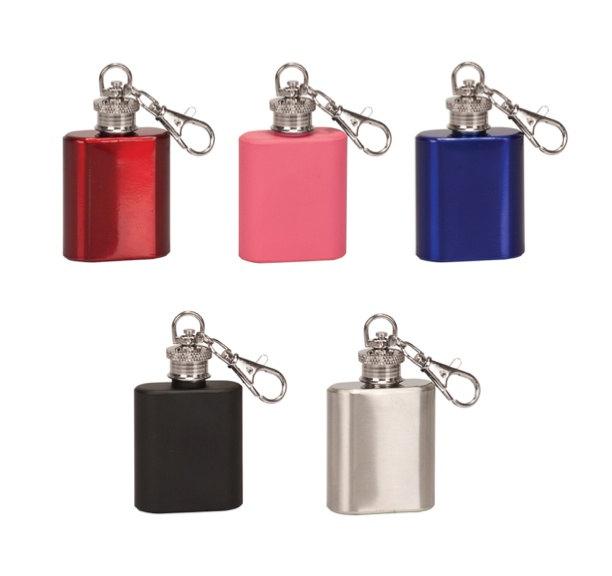 Laser Engraved Single Shot Mini Flask Key Chain Personalized for Groomsmen - Black Dog Engraving