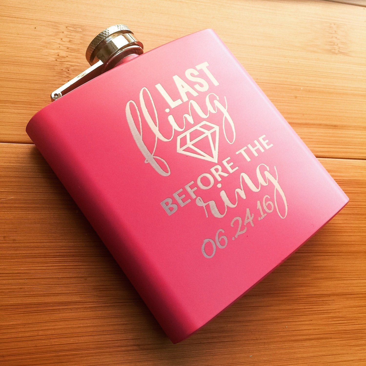 Last Fling Before the Ring Engraved Bridesmaid Flask - Black Dog Engraving