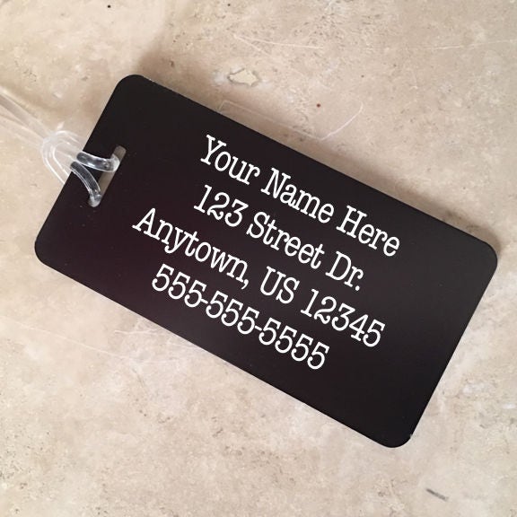 Life is an Adventure Personalized Aluminum Luggage Tag - Black Dog Engraving