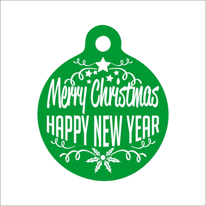 Merry Christmas Happy New Year Dog Tag