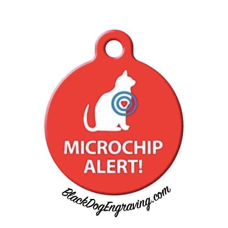 Microchipped Cat Engraved Pet ID Tag