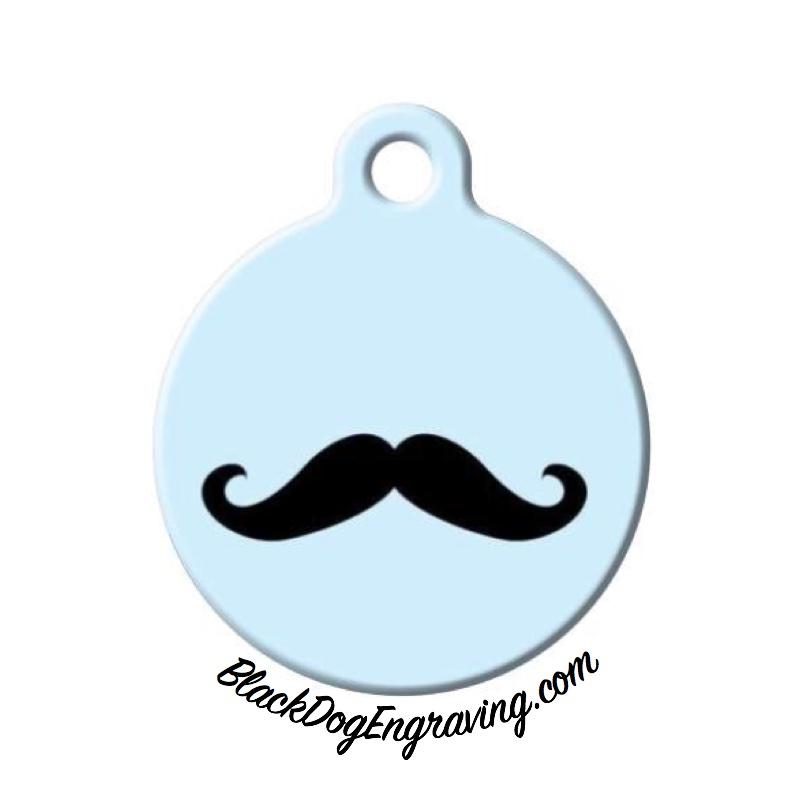 Moustache Engraved Pet ID Tag