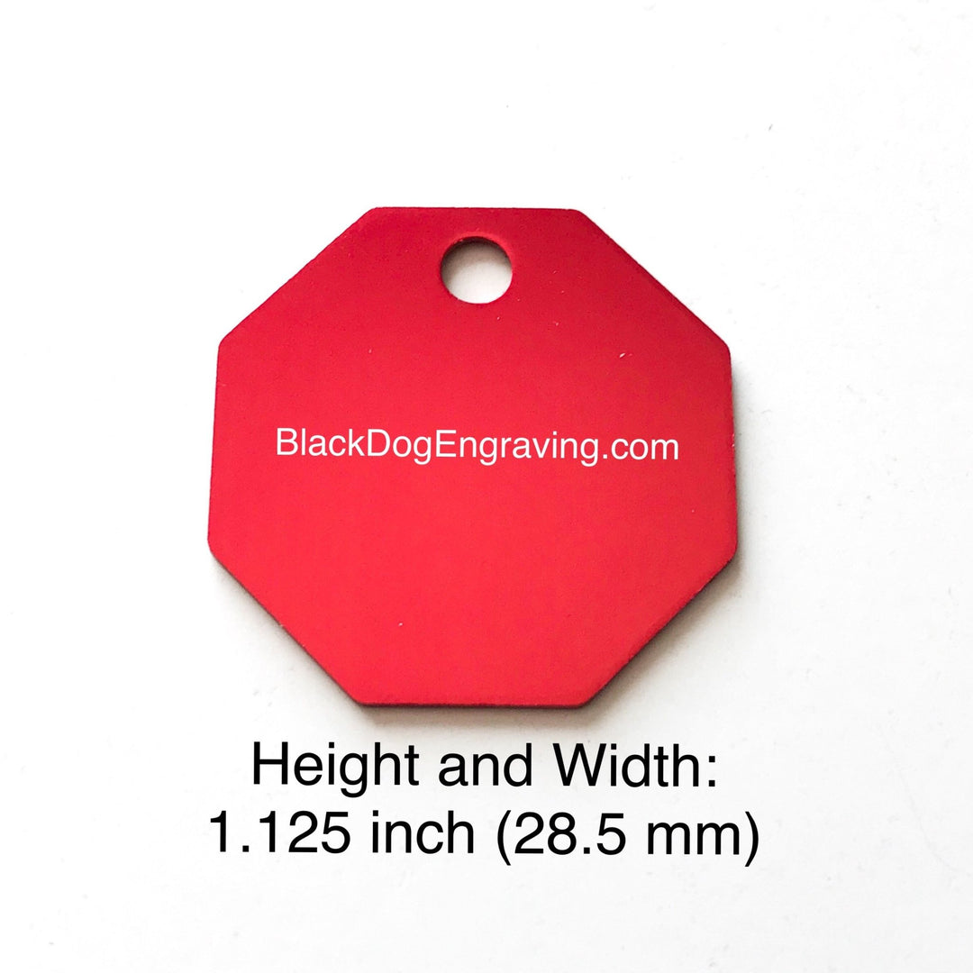 Octagon Engraved Pet Tag - Black Dog Engraving