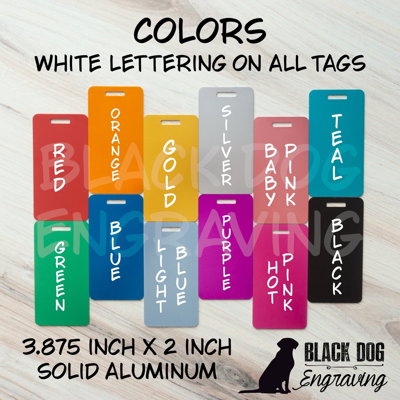 Personalized Aluminum Luggage Tag - Black Dog Engraving