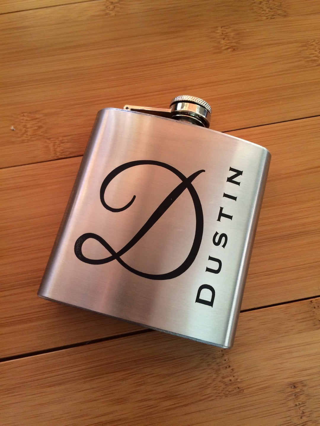 Personalized Engraved Flask Initial - Black Dog Engraving