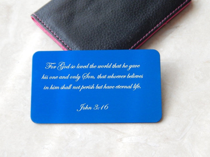 Personalized Inspirational Verse Aluminum Wallet Card - Black Dog Engraving
