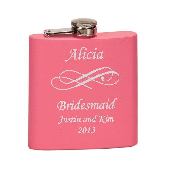 Personalized Laser Engraved Flask Bridesmaid Wedding Favor - Black Dog Engraving