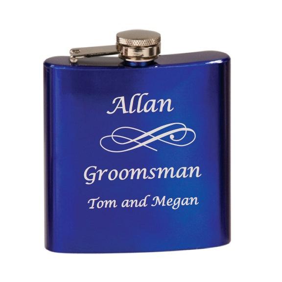 Personalized Laser Engraved Flask Groomsmen Favor - Black Dog Engraving