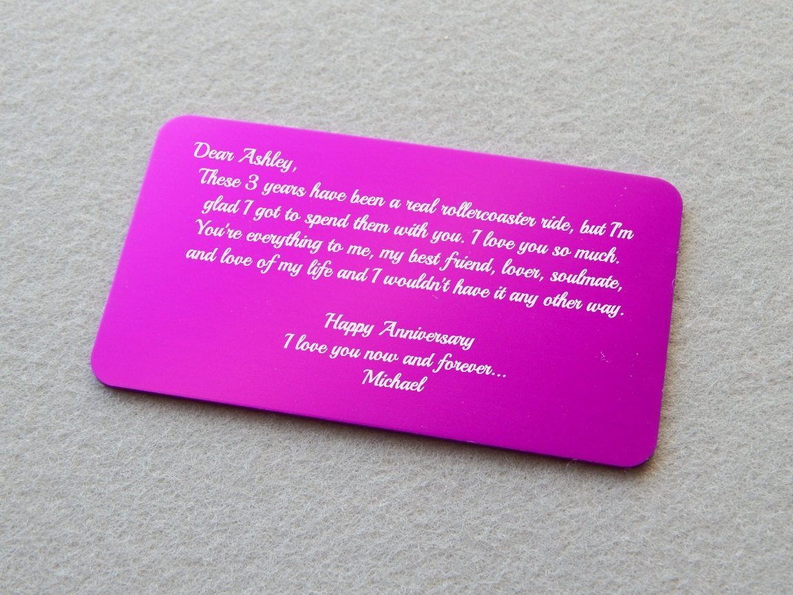 Personalized Love Note Aluminum Wallet Card - Black Dog Engraving