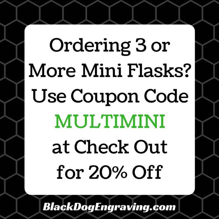 Personalized Monogram Laser Engraved Single Shot Mini Flask Key Chain - Black Dog Engraving