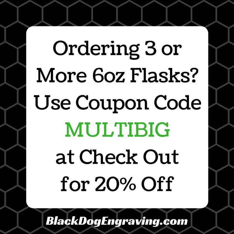 Personalized Monogram Name Faux Leather Wrapped Flask - Black Dog Engraving