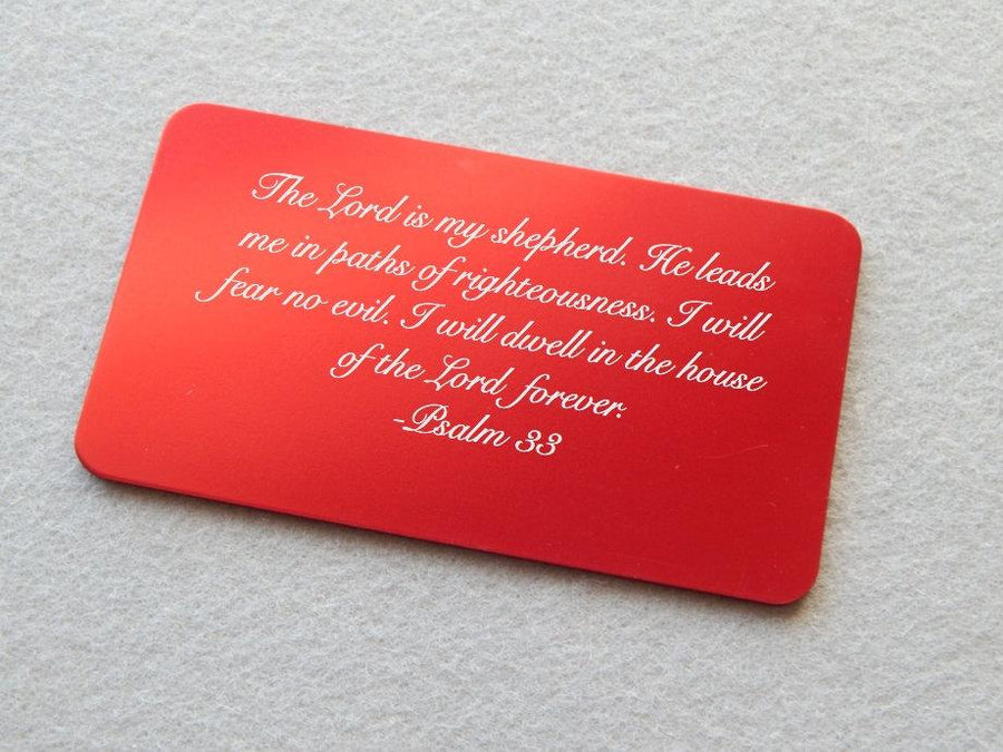 Personalized Psalm Bible Verse Quote Aluminum Wallet Card - Black Dog Engraving